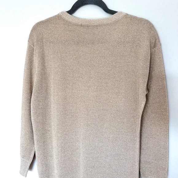 $140 AX Armani Exchange Gold Metallic Merino Blend Knit Mini Dress Long Sleeve M - Picture 13 of 15